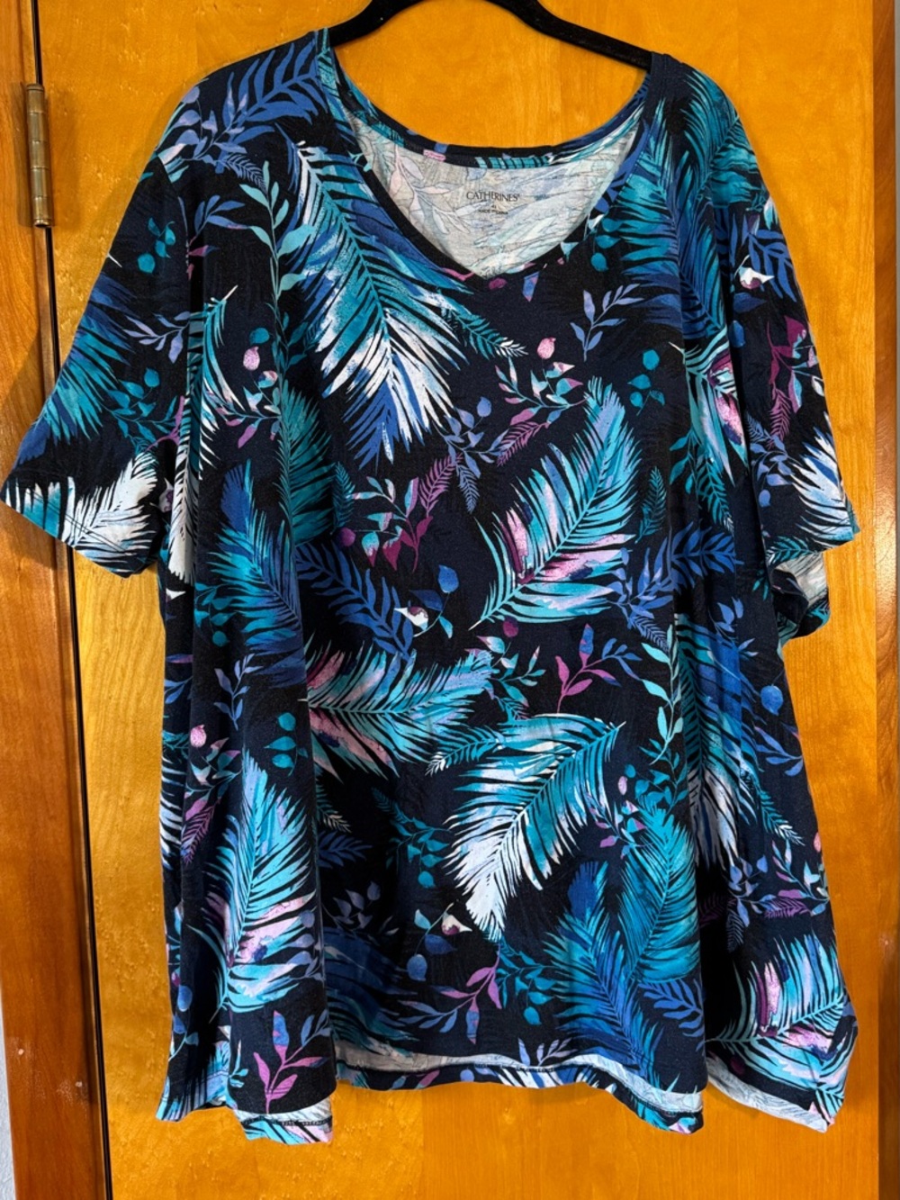 Catherines Teal, Aqua & Black Trim Knit Top